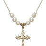 Crucifix Crystal Necklace | 1 1/8 inch | 6mm Beads   14kt Gold Filled