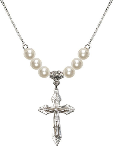 Crucifix Crystal Necklace | 1 1/8 inch | 6mm Beads | N31-0665GF
