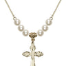 Cross Crystal Necklace | 1 1/8 inch | 6mm Beads   14kt Gold Filled
