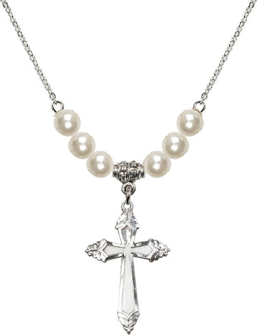 Beads Cross Crystal Necklace | 1 1/8 inch | 6mm Beads | N31-0665Y