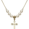 Cross Crystal Necklace | 3/4 inch | 6mm Beads   14kt Gold Filled