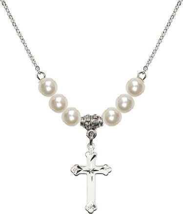 Women's Cross Crystal Necklace | 3/4 inch | 6mm Beads