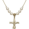 Crucifix Crystal Necklace | 1 1/4 inch | 6mm Beads   14kt Gold Filled