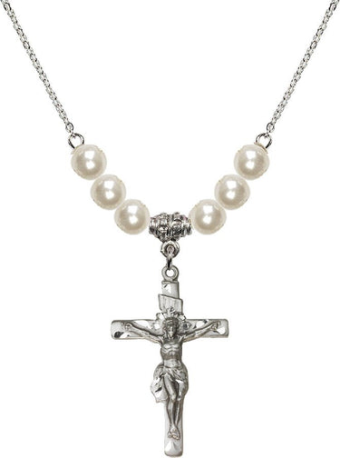 Crucifix Crystal Necklace | 1 1/4 inch | 6mm Beads | N31-0668GF