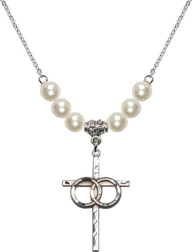 Wedding Rings Cross Crystal Necklace | 1 1/8 inch | 6mm Beads | N31-0671