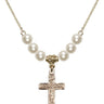 Crucifix Crystal Necklace | 1 inch | 6mm Beads   14kt Gold Filled