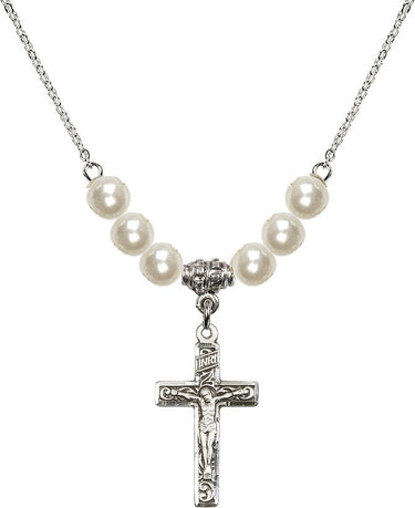 Crucifix Crystal Necklace | 1 inch | 6mm Beads | N31-0673GF