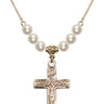 Crucifix Crystal Necklace | 1 1/4 inch | 6mm Beads   14kt Gold Filled