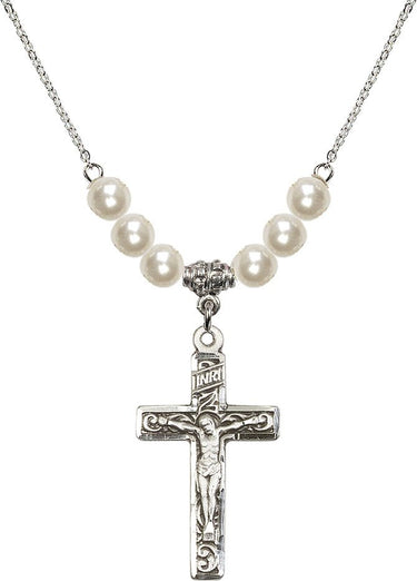 Collar de crucifijo con cristales | 3,17 cm | Cuentas de 6 mm | N31-0674GF
