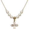 Cross Crystal Necklace | 3/4 inch | 6mm Beads   14kt Gold Filled