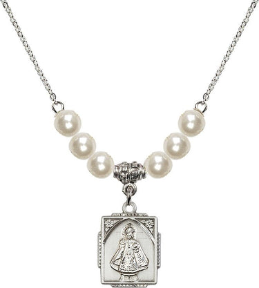 Collar de cristal del Niño Jesús de Praga | 1,9 cm | Cuentas de 6 mm | N31-0804I