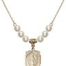 Miraculous Medal Crystal Necklace | 5/8 inch | 6mm Beads   14kt Gold Filled