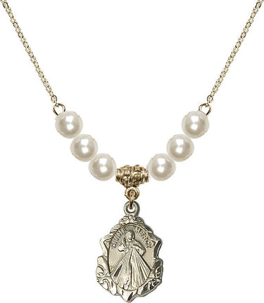 Sterling Divine Mercy Crystal Necklace | 3/4 inch | 6mm Beads