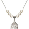 Divine Mercy Crystal Necklace | 3/4 inch | 6mm Beads   Sterling Silver