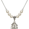 Saint Gerard Majella Crystal Necklace | 3/4 inch | 6mm Beads   Sterling Silver