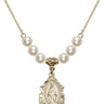 Miraculous Medal Crystal Necklace | 3/4 inch | 6mm Beads   14kt Gold Filled