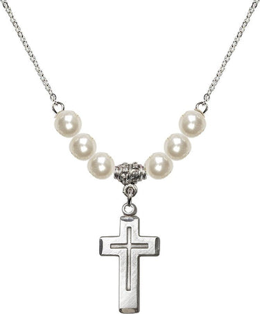 Birthstone Cross Crystal Necklace | 7/8 inch | 6mm Beads | N31-1529