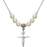 Crucifix Crystal Necklace | 1 inch | 6mm Beads   Sterling Silver