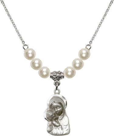 Collar de cristal con la Virgen y el Niño | 2.2 cm | Cuentas de 6 mm