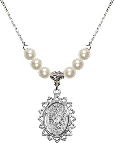 Collar de cristal de Nuestra Señora de Guadalupe | 1 pulgada | Cuentas de 6 mm | N31-1619F