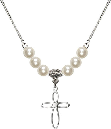 Loop Cross Crystal Necklace | 3/4 inch | 6mm Beads | N31-1707