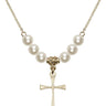 Cross Crystal Necklace | 7/8 inch | 6mm Beads   14kt Gold Filled