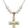 Crucifix Crystal Necklace | 1 3/8 inch | 6mm Beads   14kt Gold Filled