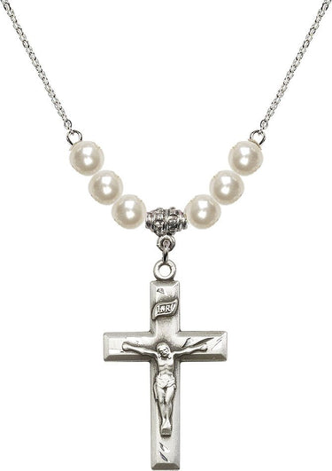 Collar con Crucifijo de Cristal | 3,5 cm | Cuentas de 6 mm | N31-2186