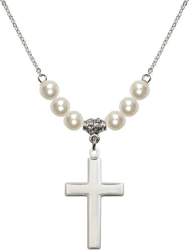 Beads Cross Crystal Necklace | 1 1/8 inch | 6mm Beads | N31-2190