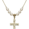 Crucifix Crystal Necklace | 1 1/8 inch | 6mm Beads   14kt Gold Filled