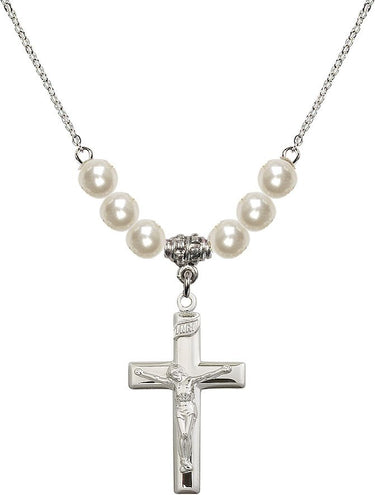 Collar de crucifijo de cristal | 2,8 cm | Cuentas de 6 mm | N31-2191