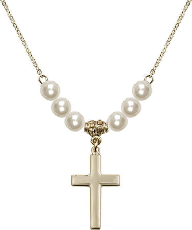 Women's Cross Crystal Necklace | 7/8 inch | 6mm Beads