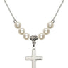 Cross Crystal Necklace | 7/8 inch | 6mm Beads   Sterling Silver