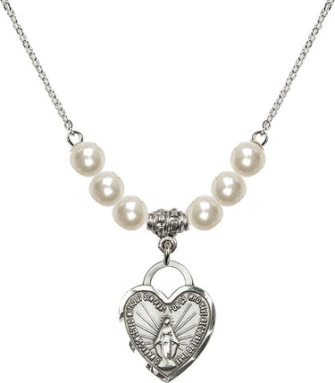 Collar con Corazón de Cristal de la Medalla Milagrosa | 1.9 cm | Cuentas de 6 mm | N31-3201