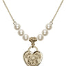 Communion Heart Crystal Necklace | 3/4 inch | 6mm Beads   14kt Gold Filled