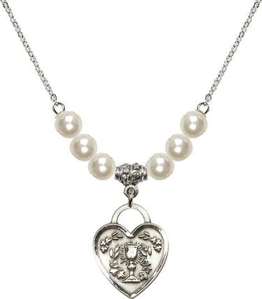 Communion Heart Crystal Necklace | 3/4 inch | 6mm Beads | N31-3204
