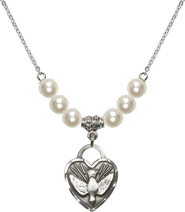 Confirmation Heart Crystal Necklace | 3/4 inch | 6mm Beads | N31-3205