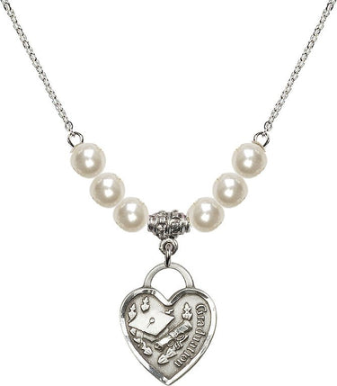 Collar de Cristal con Corazón de Graduación | 1.9 cm | Cuentas de 6 mm | N31-3206