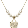 Footprints Heart Crystal Necklace | 3/4 inch | 6mm Beads   14kt Gold Filled