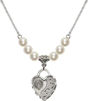Collar de huellas de corazón de cristal | 1.9 cm | Cuentas de 6 mm | N31-3207