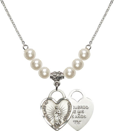 Collar de cristal con el recuerdo de Nuestra Señora de Guadalupe | 3/4 pulgada | Cuentas de 6 mm | N31-3209