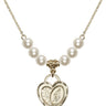 Miraculous Medal Crystal Necklace | 3/4 inch | 6mm Beads   14kt Gold Filled