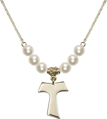 Tau Cross Crystal Necklace | 3/4 inch | 6mm Beads | N31-3948