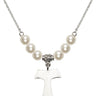 Cross Crystal Necklace | 3/4 inch | 6mm Beads   Sterling Silver