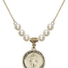 Miraculous Medal Crystal Necklace | 3/4 inch | 6mm Beads   14kt Gold Filled