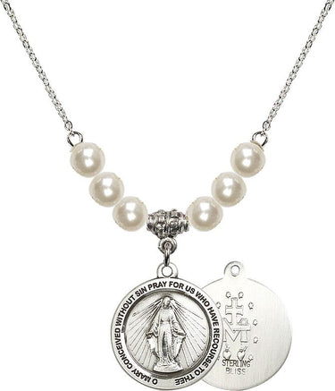 Collar de Cuentas de Cristal de la Medalla Milagrosa | 1,9 cm | Cuentas de 6 mm | N31-4056
