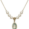 Miraculous Medal Crystal Necklace | 5/8 inch | 6mm Beads   14kt Gold Filled