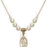 Miraculous Medal Crystal Necklace | 5/8 inch | 6mm Beads   14kt Gold Filled
