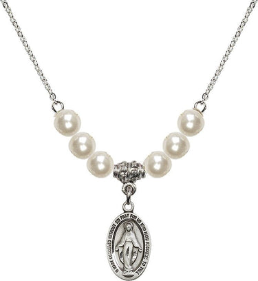 Women's Miraculous Medal Crystal Necklace | 5/8 inch | 6mm Beads | N31-4122M