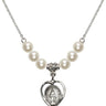 Miraculous Medal Crystal Necklace | 5/8 inch | 6mm Beads   Sterling Silver